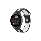 Watch 20mm Spor Delikli Kordon - Siyah-beyaz thumbnail 1