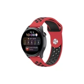 Watch 22mm Spor Delikli Kordon - Kırmızı-siyah thumbnail 1