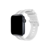 Apple Watch 38mm Kr408 Çizgili Silikon Kordon - Beyaz thumbnail 1