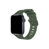 Apple Watch 38mm Kr408 Çizgili Silikon Kordon - Koyu Yeşil thumbnail 1