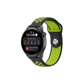 Watch 20mm Spor Delikli Kordon - Siyah-yeşil thumbnail 1