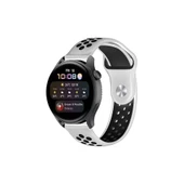 Watch 22mm Spor Delikli Kordon - Beyaz-siyah thumbnail 1