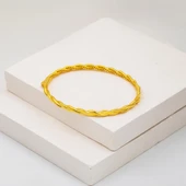 14 Ayar Altın İkili Burma Kelepçe Bilezik thumbnail 4