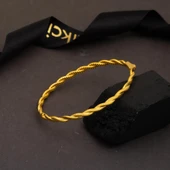 14 Ayar Altın İkili Burma Kelepçe Bilezik thumbnail 3