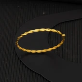 14 Ayar Altın İkili Burma Kelepçe Bilezik thumbnail 6