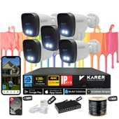 5'li 5MP IP Güvenlik Kamera Seti-Gece Renkli Görüntü-Su Geçirmez Dış Mekan-Sesli Kayıt -Ultra HD thumbnail 1