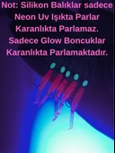 Eagenset Silikon Balıklı Çapari 5 Cm (2 Adet) Silikon At Çek Takımı Ultraviyole UV Neon Simli Pembe ve Fosforlu Glow Boncuklu thumbnail 2