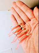 Eagenset Silikon Balıklı Çapari 5 Cm (2 Adet) Silikon At Çek Takımı Ultraviyole UV Neon Simli Pembe ve Fosforlu Glow Boncuklu thumbnail 1