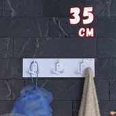 Modilayn ARI 9 Kancalı Banyo Askısı 3'lü Set 31,4x9,6cm | Şık Tasarım Ekstra Düzen ve Yer Tasarrufu thumbnail 1