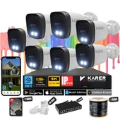 7'li 5MP IP Güvenlik Kamera Seti-Gece Renkli Görüntü-Su Geçirmez Dış Mekan-Sesli Kayıt -Ultra HD thumbnail 1