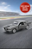 Çek Bırak 1967 Shelby GT500 Gri Metal Oyuncak Araba – Kapıları Açılan Klasik Model 13 cm thumbnail 2