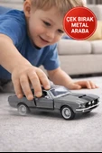 Çek Bırak 1967 Shelby GT500 Gri Metal Oyuncak Araba – Kapıları Açılan Klasik Model 13 cm thumbnail 1