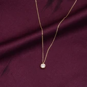 Tek Taşlı Sarı Altın Kolye thumbnail 4