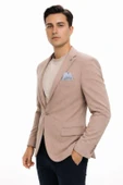 Erkek Slim Fit Tek Düğmeli Blazer Ceket – Vizon Renk, Şık ve Modern Kesim thumbnail 5