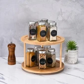 Bambu Baharat Standı, 360° Dönebilen, 2 KatlıDüzenleyici , Sunumluk, Organizer, Stant thumbnail 5