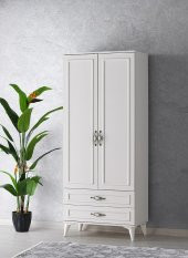 Erezoğulları Mobilya Irmak 2 Kapılı 2 Çekmeceli GarElbise Dolabı 80x48x195cm - 1