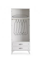 Erezoğulları Mobilya Irmak 2 Kapılı 2 Çekmeceli GarElbise Dolabı 80x48x195cm - 2