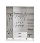 Erezoğulları Mobilya Irmak 4 Kapılı 2 Çekmeceli GarElbise Dolabı 160x48x195cm - 2
