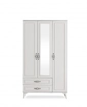Erezoğulları Mobilya Irmak 3 Kapılı 2 Çekmeceli GarElbise Dolabı 120x48x195cm - 1