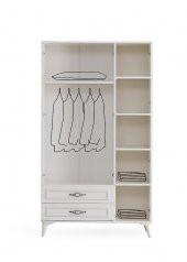 Erezoğulları Mobilya Irmak 3 Kapılı 2 Çekmeceli GarElbise Dolabı 120x48x195cm - 2