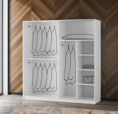 Erezoğulları Mobilya Geniş Raf Askılı Aynalı Sürgülü Gar200x60x210 cm - 2