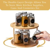 Bambu Baharat Standı, 360° Dönebilen, 2 KatlıDüzenleyici , Sunumluk, Organizer, Stant thumbnail 6