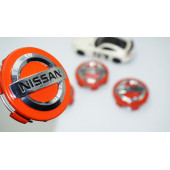 DK Tuning Nissan Kırmızı Gümüş Jant Göbeği Kapak Seti 60mm - 1