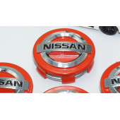 DK Tuning Nissan Kırmızı Gümüş Jant Göbeği Kapak Seti 60mm - 3