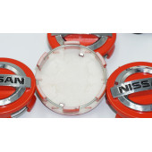 DK Tuning Nissan Kırmızı Gümüş Jant Göbeği Kapak Seti 60mm - 4