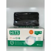 HİTS MASKE Yeni Nesil Maske 50 Adet 10 Lu Özel Ambalajlı Siyah Renk İpli - 3
