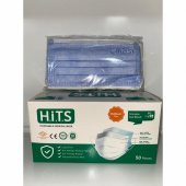 HİTS MASKE Yeni Nesil Maske 50 Adet 10 Lu Özel Ambalajlı Mavi Renk İpli - 4