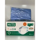 HİTS MASKE Yeni Nesil Maske 50 Adet 10 Lu Özel Ambalajlı Mavi Renk Şeritli - 3