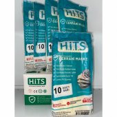HİTS MASKE Yeni Nesil Maske 50 Adet 10 Lu Özel Ambalajlı Sarı Renk İpli - 1