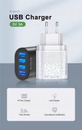 Zuidid 48 W 3 Amper 4 USB Portlu Hızlı Şarj Cihaz - Çoklu Şarj - Siyah - 2