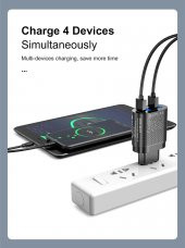 Zuidid 48 W 3 Amper 4 USB Portlu Hızlı Şarj Cihaz - Çoklu Şarj - Siyah - 4