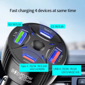 Zuidid P48 4 in 1 PD20W + QC3.0 Araç İçi Çakmaklık Hızlı Şarj Başlığı - 4