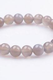 Gri Akik Doğal Taş Bileklik 8 mm Küre Kesim thumbnail 2