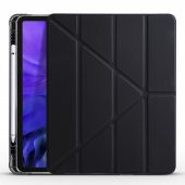 KNY Apple İpad Pro 12.9 2021 İçin Kalem Koymalı Arkası Silikon Standlı Trifolding Kılıf Siyah - 1