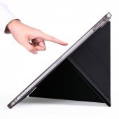 KNY Apple İpad Pro 12.9 2021 İçin Kalem Koymalı Arkası Silikon Standlı Trifolding Kılıf Siyah - 4
