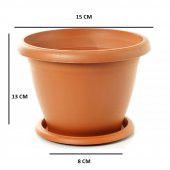 3 Adet 13 CM Çiçek Saksısı ve Saksı Altlığı Saksı - 1