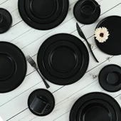 Keramika Mat Siyah Stackable Yemek/Kahvaltı Takımı 20 Parça 4 Kişilik thumbnail 6