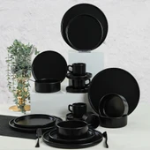 Keramika Mat Siyah Stackable Yemek/Kahvaltı Takımı 20 Parça 4 Kişilik thumbnail 9