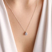 Beyaz Altın Baget Kolye Minimal thumbnail 1