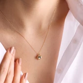 14 Ayar Altın Kalp Kolye Bomb Minimalist thumbnail 3