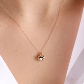 14 Ayar Altın Kalp Kolye Bomb Minimalist thumbnail 2