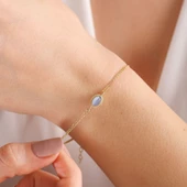 Altın Vintage Bileklik Opal Blue thumbnail 3