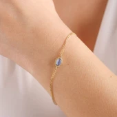 Altın Vintage Bileklik Opal Blue thumbnail 2