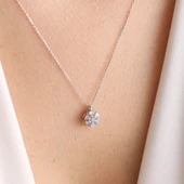 Beyaz Altın Baget Kolye Minimal thumbnail 2