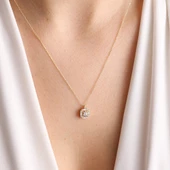 Sarı Altın Tektaş Kolye Minimal thumbnail 2