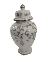 Kütahya Porselen Sır Küpü 22 cm Vazo Platin Renk thumbnail 1